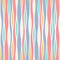 Seamless vector abstract pattern with mosaic waves in pastel blue, red, white colors. Colorful endless wavy background Royalty Free Stock Photo