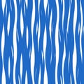 Seamless vector abstract pattern with painted waves in monochrome blue colors on white background. Wave print in modern style Royalty Free Stock Photo