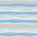 Seamless vector abstract pattern with painted waves in pastel blue and white colors on light background. Wave print in modern Royalty Free Stock Photo