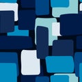 Seamless vector abstract pattern with rounded rectangles in blue colors