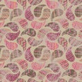 Seamless vector abstract pattern with tetured paisleys in pink colors