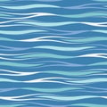 Seamless vector abstract pattern with waves in pastel blue and white colors. Endless wavy background Royalty Free Stock Photo