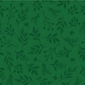 Seamless vector background with abstract leaves green. Simple leaf texture in green, endless foliage pattern. Subtle Christmas