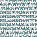 Seamless vector background with blue butterflies on a white fon