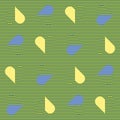 Seamless vector background with blue and yellow hearts. Striped texture pattern.
