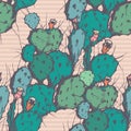 Seamless vector background with cactus.