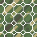 Seamless vector background with camouflage pattern. The military colors. Green-olive range of colors.