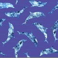 Seamless vector background with dolphins Royalty Free Stock Photo