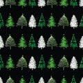 Seamless vector background of doodles various christmas trees