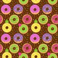 Seamless Vector Background with Doughnuts and Sprinkles