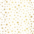 Seamless vector background Handdrawn stars gold foil. Pattern for Christmas and celebrations. Hand drawn golden stars on white.