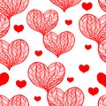 Seamless vector background - hearts.