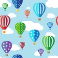 Seamless vector background with hot air balloons Royalty Free Stock Photo