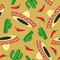 Seamless vector background with Mexican symbols