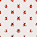 Seamless vector background with pretty watercolor ladybugs.