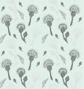 Seamless vector background with thistle flowers.