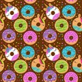 Seamless Vector Background with Unicorn Themed Donuts