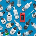 Seamless vector background vaping atomizer electronic cigarette Royalty Free Stock Photo