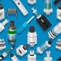 Seamless vector background vaping atomizer electronic cigarette Royalty Free Stock Photo
