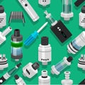 Seamless vector background vaping atomizer electronic cigarette Royalty Free Stock Photo