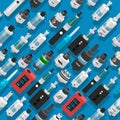 Seamless vector background vaping atomizer electronic cigarette Royalty Free Stock Photo