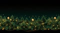 seamless vector banner showcasing intricately detailed green fir branches and golden lights