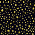 Seamless vector black pattern with yellow stars. Absctract nordic pattern.
