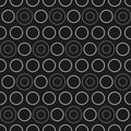 Seamless vector black and white abstract graphic pattern with linear circles