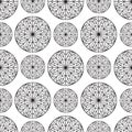 Seamless vector abstract pattern lined silhouette ornamental circle snowflakes