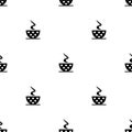 Seamless vector black and white pattern with coffee cups with dots Royalty Free Stock Photo