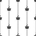 Seamless vector black and white pattern with coffee cups with dots Royalty Free Stock Photo