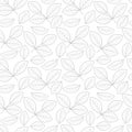 Seamless vector black and white pattern. Outlines of leaves on a white background