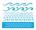 Seamless vector blue wave line pattern