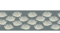 Seamless vector border grass pattern. Hand drawn leaf bush ornamental banner trim. Retro art deco ribbon edge