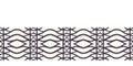 Seamless vector border pattern. Hand drawn woven trellis grid. Geometric black and white line background. Abstract hipster ribbon Royalty Free Stock Photo