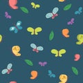 Seamless vector butterfly pattern. flying insect summer background. Colorful texture, wrapping paper, rustic wallpaper Royalty Free Stock Photo