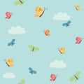 Seamless vector butterfly pattern. flying insect summer background. Colorful texture, wrapping paper, rustic wallpaper Royalty Free Stock Photo