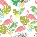 Seamless vector cartoon doodle pattern. Exotic tropical texture for printing, web design, poster template. Collection of