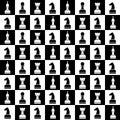 Seamless vector chaotic pattern with black and white chess pieces. Series of Gaming and Gambling Patterns