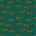 Seamless vector childish pattern with stylized tigers