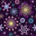 Seamless vector Christmas pattern with colorful gradient snowflakes Royalty Free Stock Photo