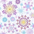 Seamless vector Christmas pattern with colorful gradient snowflakes Royalty Free Stock Photo