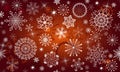 Red gradient seamless vector Christmas pattern with snowflakes Royalty Free Stock Photo