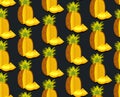 Seamless vector colorful background with pineapple in flat design. Royalty Free Stock Photo