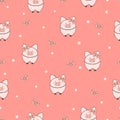 Seamless vector cute pigs pattern for kids design. Baby print. Royalty Free Stock Photo