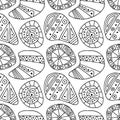 Seamless vector decorative hand drawn pattern. Black and white ethnic endless background with ornamental decorative elements with Royalty Free Stock Photo