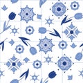 Seamless vector delftware pattern Royalty Free Stock Photo