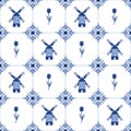 Seamless vector delftware pattern Royalty Free Stock Photo