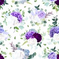 Seamless vector design pattern arranged from dark violet rose Royalty Free Stock Photo