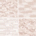 Seamless vector digital Pixel Camouflage collection - Urban, Desert, Jungle, Snow camo set Royalty Free Stock Photo